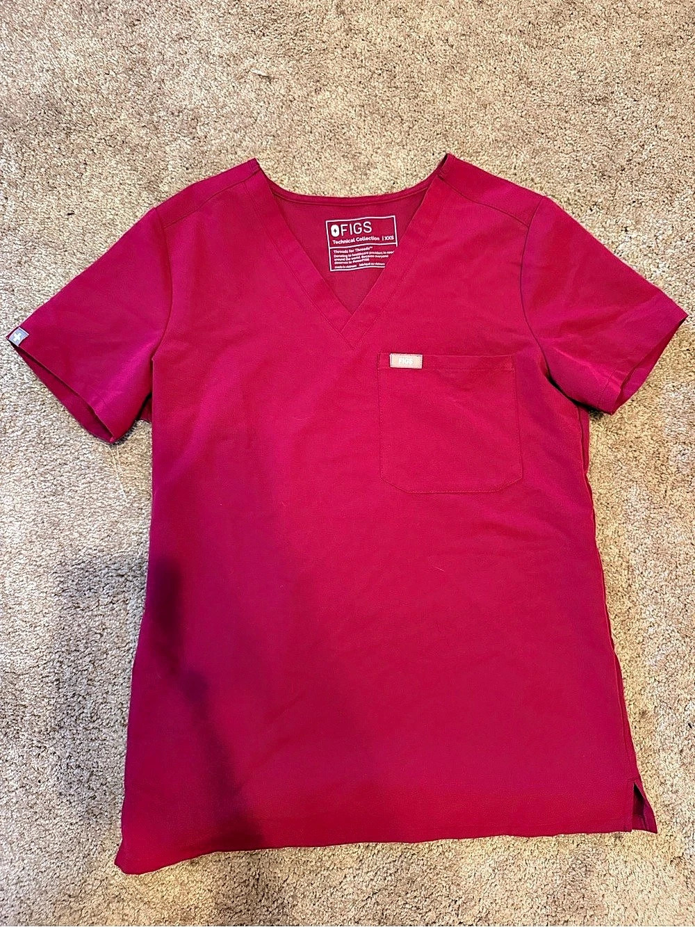 FIGS XXS Scrub Top Dark Pink